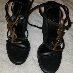 YSL black wedge sz 40